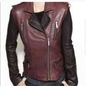 Michael kors two tone leather jacket